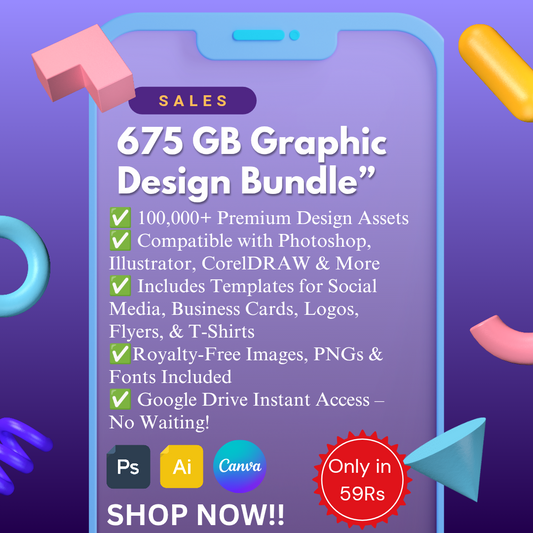 Ultimate 675 GB Graphic Design Mega Bundle – Fonts, Templates, Mockups & More!